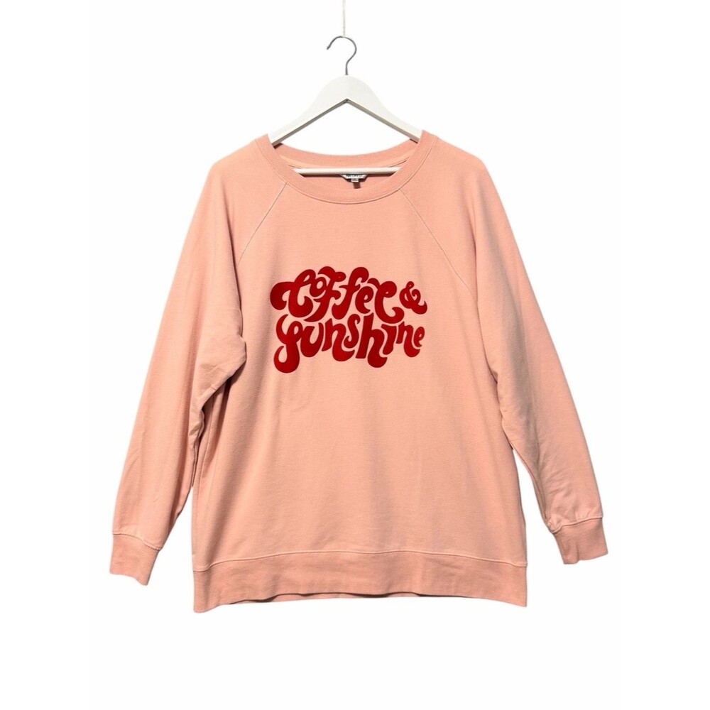 Wildfox Pink Scoop Neck Oversized Sweatshirt Size Medium Coffee and Sunshine